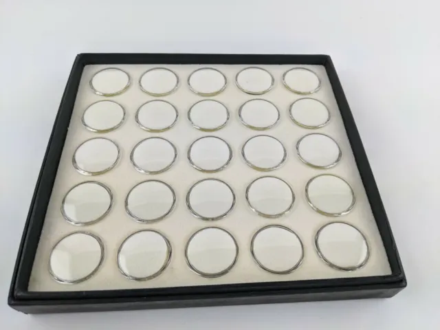 25 Piece Set Plastic Gem Jars With White Insert - 1.25" Diameter - Storage / Dis