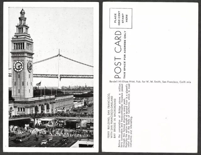 Old California Postcard - San Francisco -  Ferry Building and Bridge