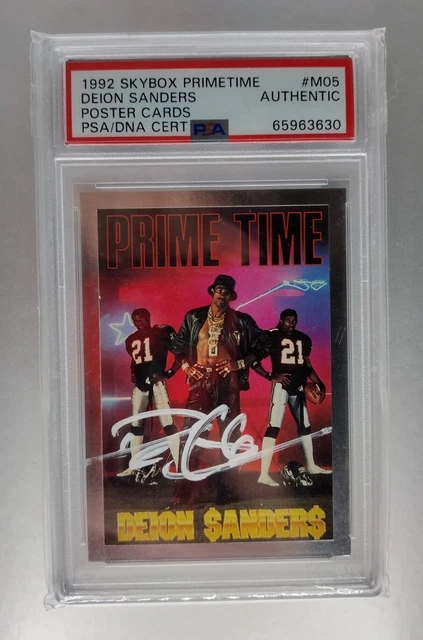 1992 Skybox Primetime Poster Cards DEION SANDERS HOF PSA / DNA AUTO Autograph
