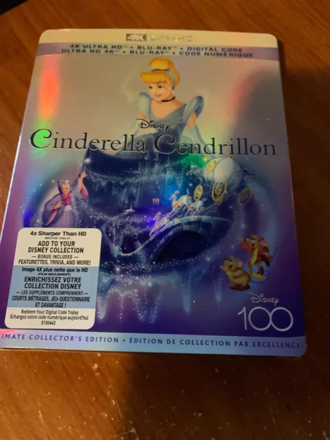 disney cinderella movie 4k ultra hd+blu-ray w/slipcase factory sealed