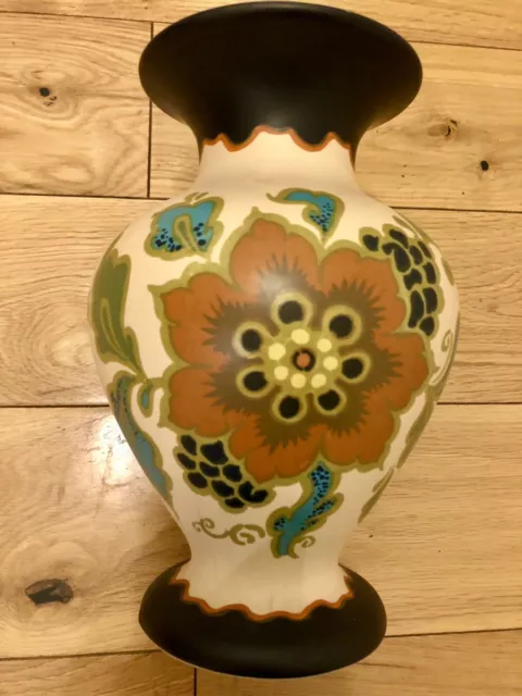 Vintage Gouda Plateel Holland Vase Flora-Zuid Floral Handwork Ceramic 334 Modica