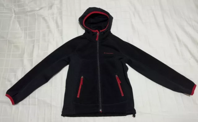 Macpac Kids Mini Mountain Hooded Fleece Jacket - Black/Red Size 6