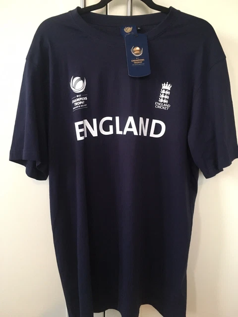 Mens (NEW+Tags) England & Wales ICC Champions Trophy 2017 T-Shirt, Size XL, Navy