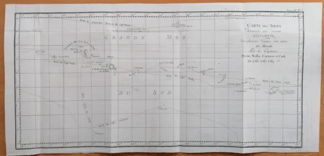 Large Map of Tahiti and Environs - Original Map J. Cook - 1774