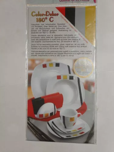 4 feuilles décoratives pour porcelaine, couleur: Rouge, Noir, Doré, Argenté