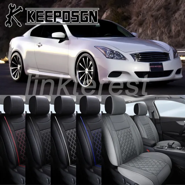 Luxury Car Seat Covers Full Set Leather Front Rear 5/2 Seater for Infiniti G37