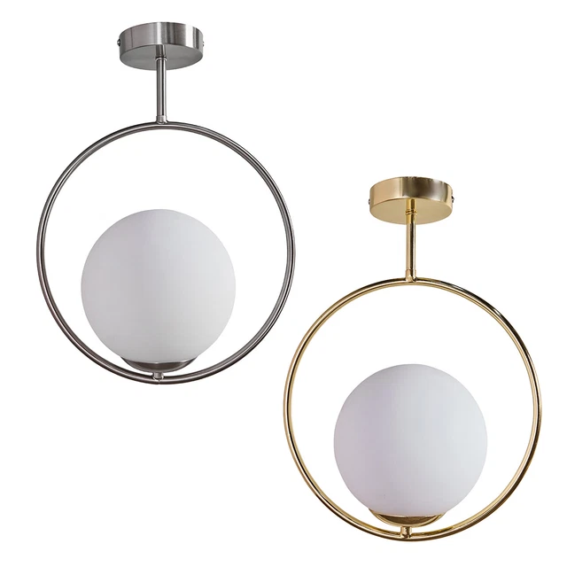 Modern Ceiling Light Fitting Opal Glass Globe Shade Pendant Lighting LED Bulb