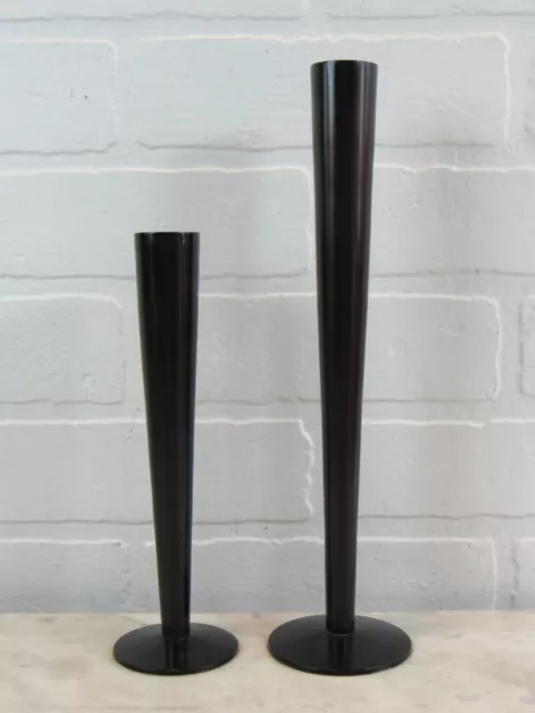 Pair Vintage  Hand Made Forged Iron Steel  Candle Sticks Holders MCM