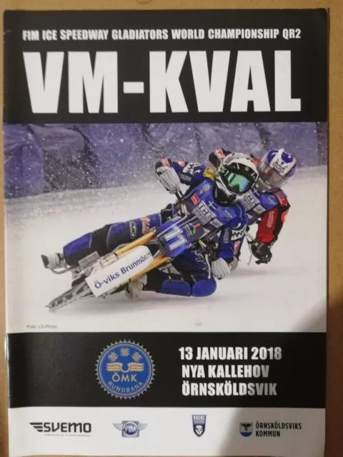2018 FIM Ice Racing World Championship Qualifying Round 2 programme Ornskoldsvik