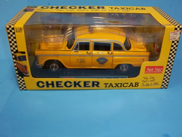 SUN STAR 1/18 SCALE New York Checker Taxi Cab Yellow DIE CAST *ST