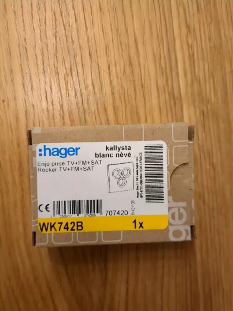 Hager WK742B KALLYSTA - Doigt Enjoliveur Prise TV FM SAT Touche BLANC