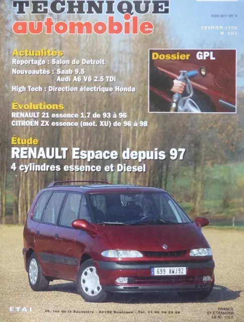 NEUVE DE STOCK Revue technique RENAULT ESPACE depuis 1997 RTA 603 1998 R21 ZX