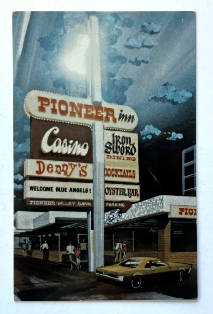 1970s Reno Nevada Pioneer Inn Casino Iron Sword Denny's Vintage Postcard Hotel