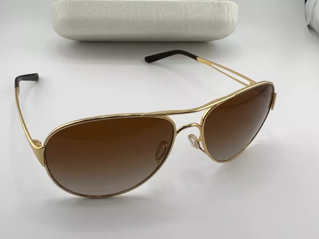 New Oakley Women's Caveat Sunglasses Polished Gold Dark Brown Gradient 4054-07