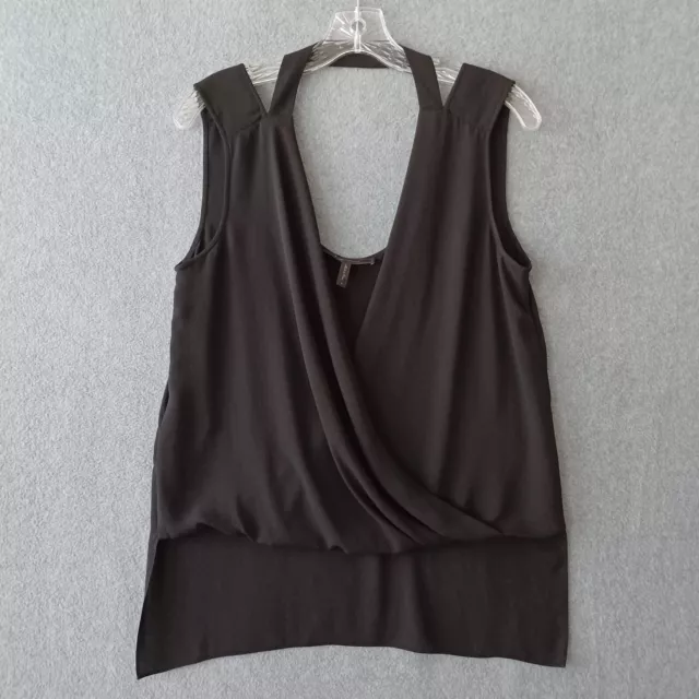 BCBG Maxazria Blouse Womens Small Black Sleeveless V-Neck Workwear Blouse Top