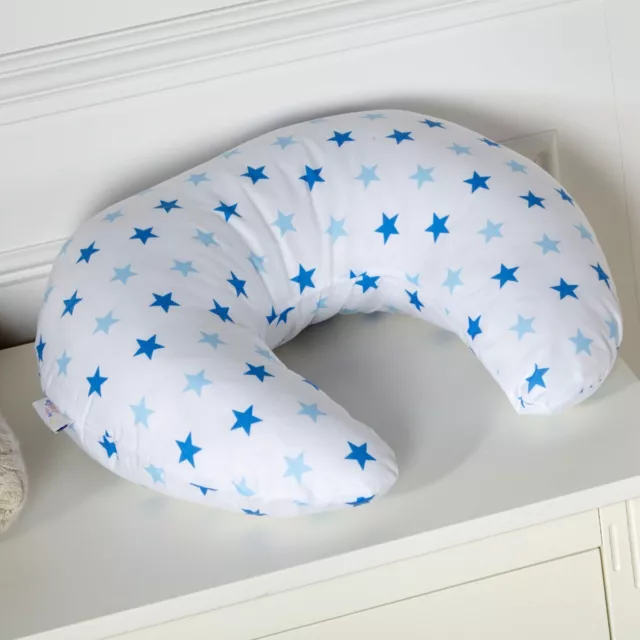 Breast Feeding Maternity Nursing Pillow U Shape Deluxe  - Little Star Blue