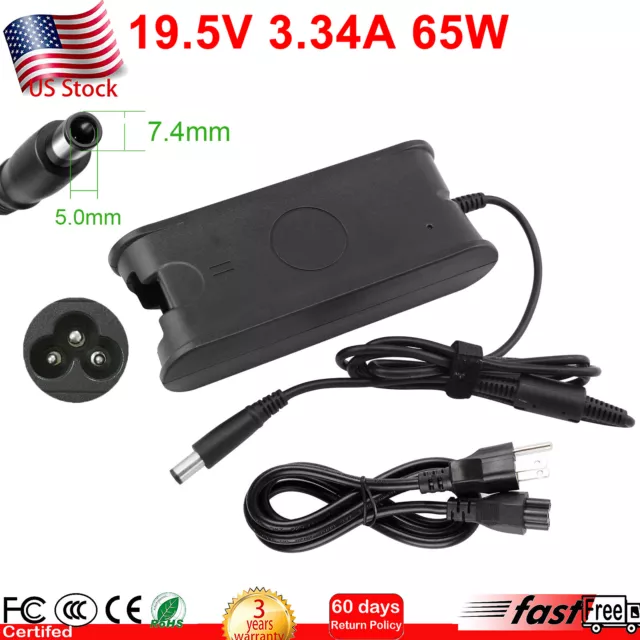 65W AC Adapter Charger for Dell Latitude/Inspiron/XPS/Vostro Power Supply Cord