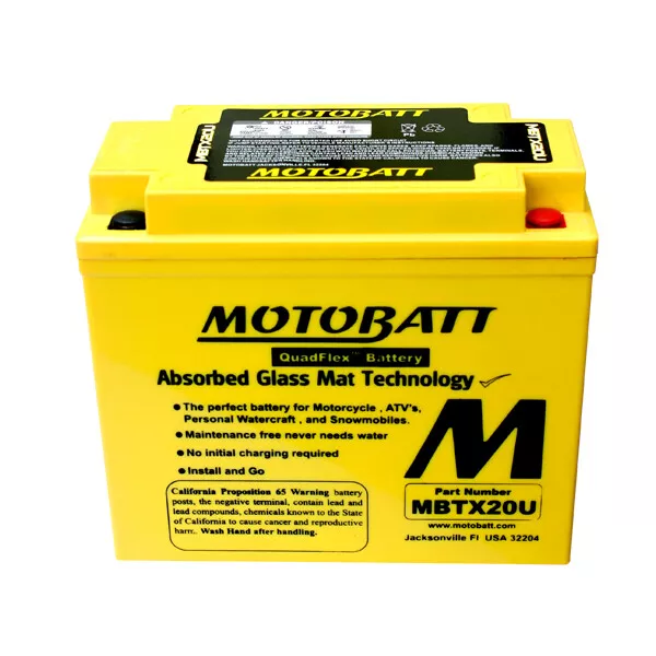 MotoBatt AGM Battery YTX20HBS YTX20LBS YTX20HLBS YTX20HLBSPW YB16A