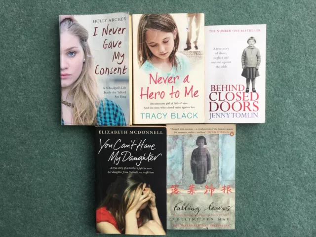 Bundle of 5 True Childhood story memoirs paperback books; abuse neglect & trauma