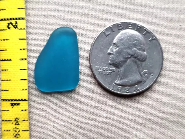Pure Beach Sea Glass Surf Tumbled Electric Turquoise Blue Frosted Pendant L01