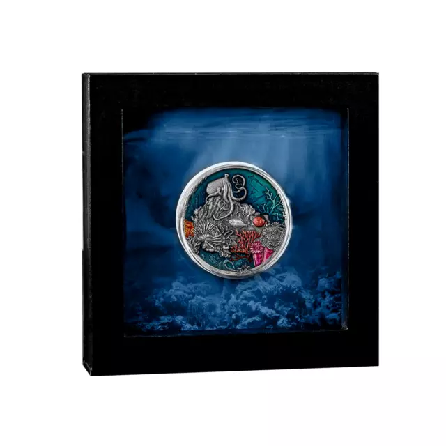 2021 Coral Reef  2 oz pure silver high relief antique finish coin