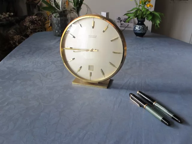 60er Midcentury KIENZLE große Uhr Tischuhr BUFFET-UHR Luxusausführung 19 cm