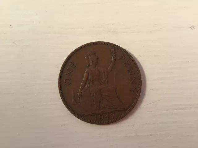 UK Old Penny Coin George VI 1947.