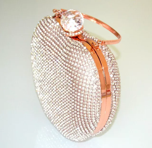 Pochette femme or rose clutch rigide strass cristaux coeur sac élégante bag UG50 2
