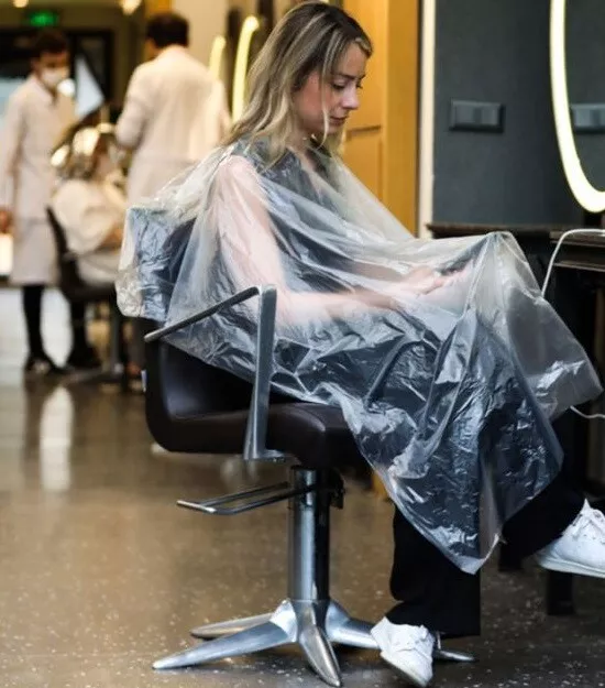 Disposable Barber Hairdressing Gown Clear Plastic Cape Apron Cloak 120x140 cm