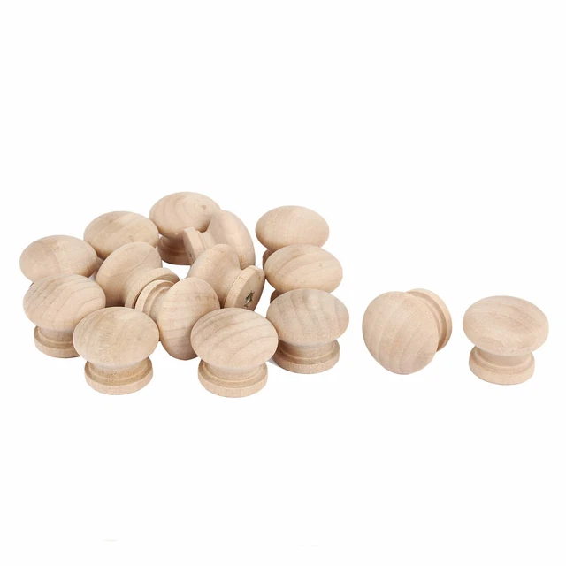 Kitchen Cupboard Cabinet Door Wooden Pull Knob Grip Handle Khaki 28x21mm 15pcs