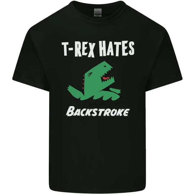 T-Rex Hates Backstroke Funny Swimmer Swim Mens Cotton T-Shirt Tee Top