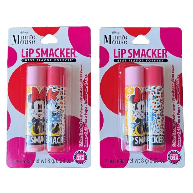Lip Smacker Disney Minnie Mouse 2 Lip Balm Cotton Candy Crush Strawberry Kiss