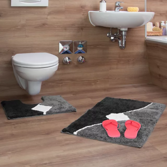 Badgarnitur 2-teilig Badematte WC-Vorleger, Duschvorleger Badvorleger Badmatte 2
