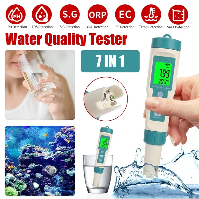 7 in 1 Digital LCD PH/TDS/EC/ORP/TEMP/SG/Salinity Water Quality Tester Meter Pen