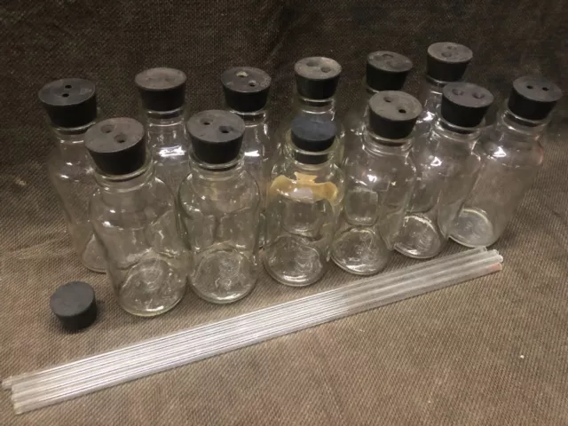 LOT 12 each 250ml Vacuum Bottles w/Tops & Glass Tubing Lines, line top