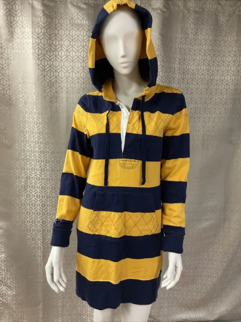 Rugby Ralph Lauren Women’s Shirt Dress w/Hood Size Large Long Sleeve Yellow/Navy