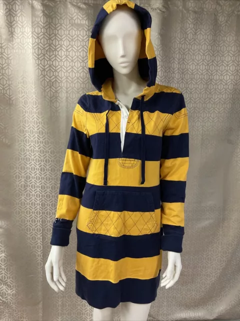Rugby Ralph Lauren Women’s Shirt Dress w/Hood Size Large Long Sleeve Yellow/Navy