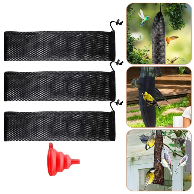 3 piezas Bolsa de malla para comederos para pájaros colgante para comederos colibríes