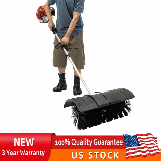 Gas Power Handheld Sweeper Broom Driveway Turf Artificial Grass Snow Clean 52CC