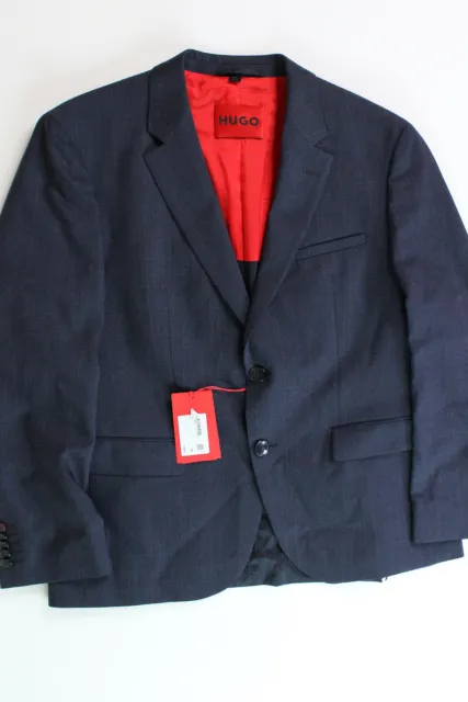 HUGO BOSS Men's Modern-Fit Wool Suit Jacket 42R Navy Blue Plaid