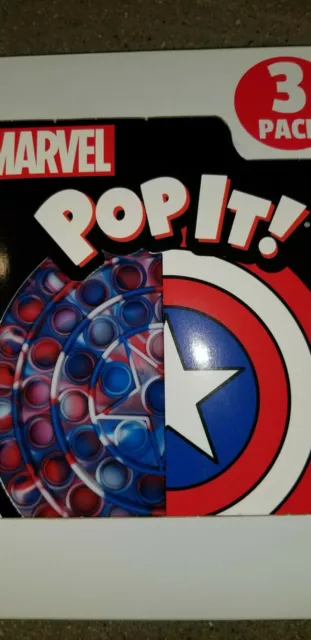 NIP Marvel Comics Pop It! 3 Pack Silicone Sensory Toy Spidey, Cap, Iron Man 3