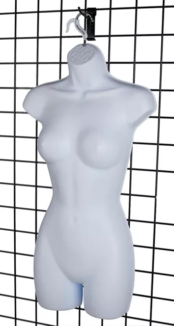 White Male Female Mannequin Torso Set, Dress Form Hollow Back Body T-shirt  Display, W/metal Stand for Counter Top 