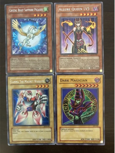 Lot of 4 Yu-Gi-Oh Cards Dark Magician, Gamma Warrior, Allure Queen,Crystal Beast