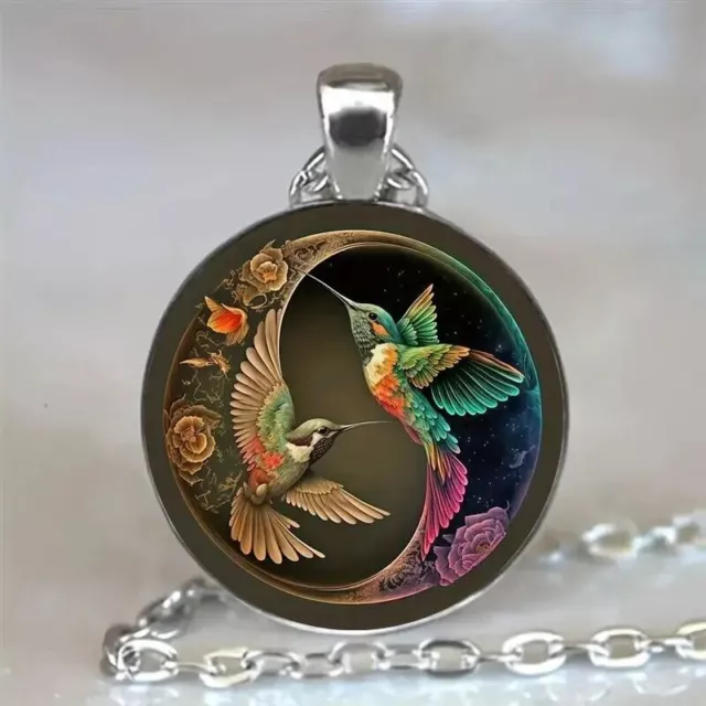 Hummingbird Tai Chi Charm Lucky Pendant Necklace Fashion Colorful Gift Men Women