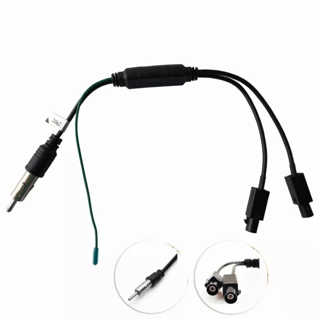 Car Radio Aerial Adapter Double Fakra to DIN Amplified Antenna Adaptor Lead