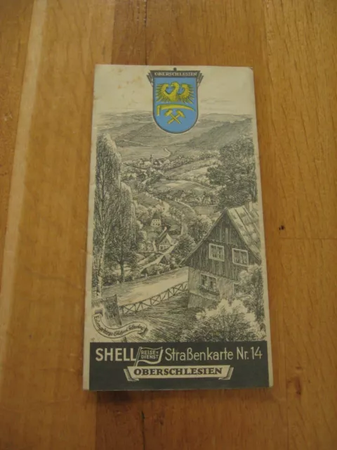 alte SHELL Straßenkarte Landkarte Nr.14 Oberschlesien um 1930 Reise Dienst