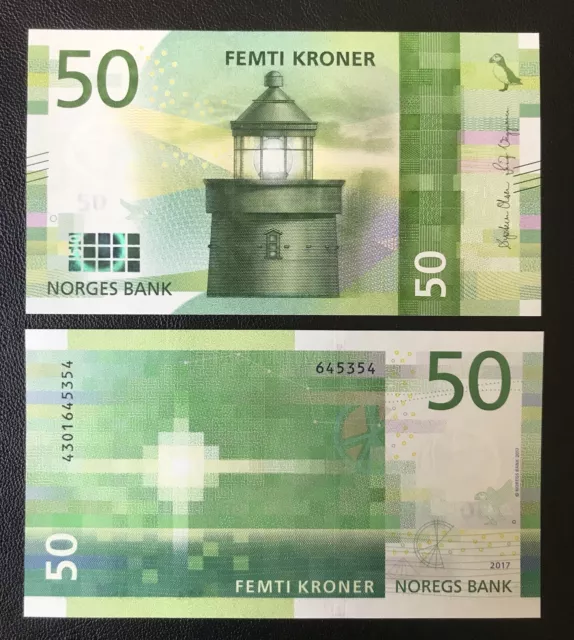 aUNC+/UNC- Norway 50 Kroner Banknote 2017