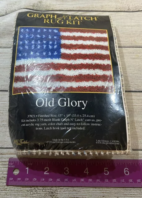 MCG  Textiles Old Glory Graph N Latch Hook Rug Kit 13 x 10 Hook Included USA H4
