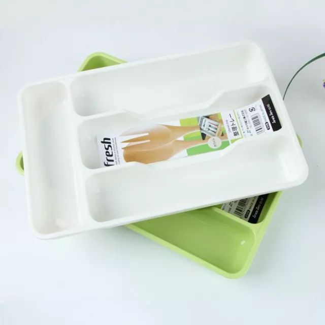 Plastic Cutlery Tray Kitchen Drawer Organiser Utensil Metallic Holder Rack