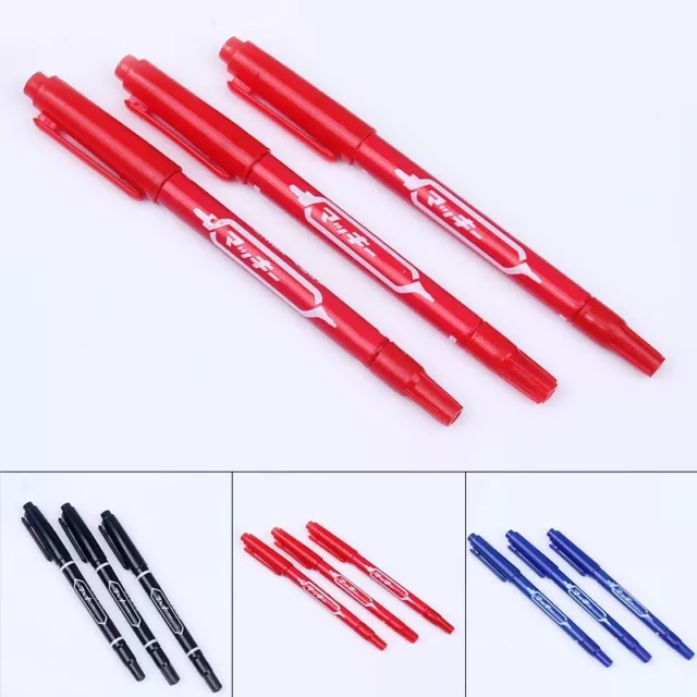 Juego de bolígrafos marcadores aceitosos permanentes de doble punta para papel y más en negro rojo azul